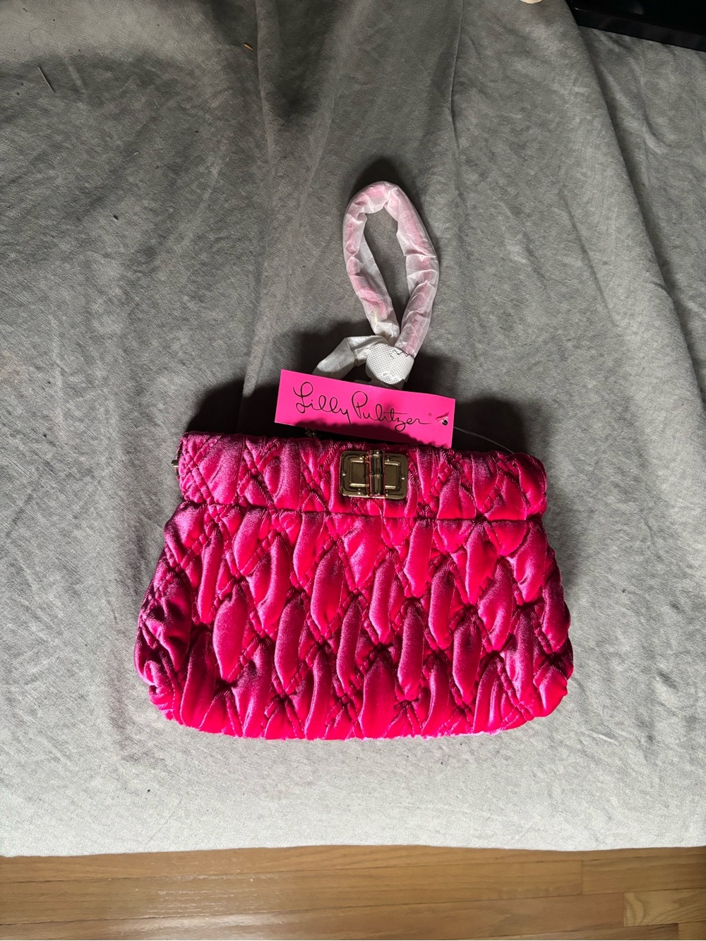 Lilly Pulitzer Hot Pink Quilted Wristlet Clutch